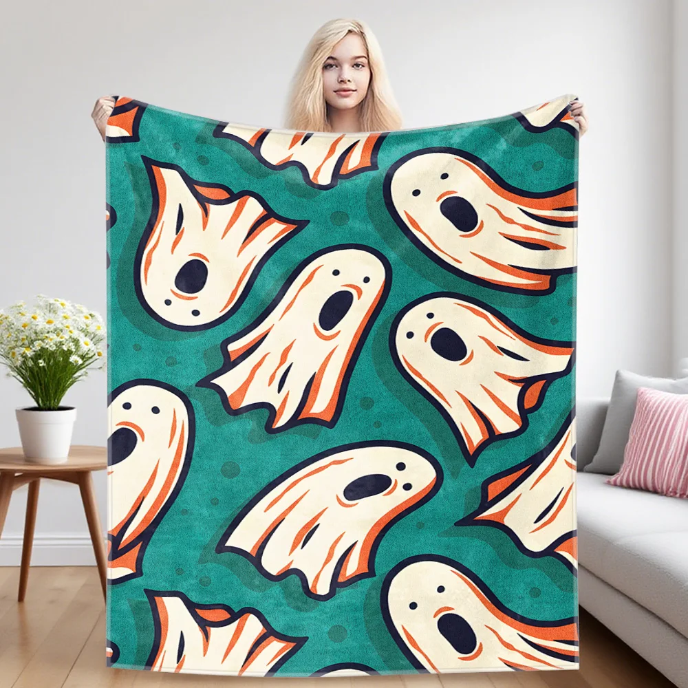 Vintage Ghosts Flannel Blanket, Ultra-Fine Fiber, All Season Luxurious Fluffy Blanket Suitable For Beds Or Sofas