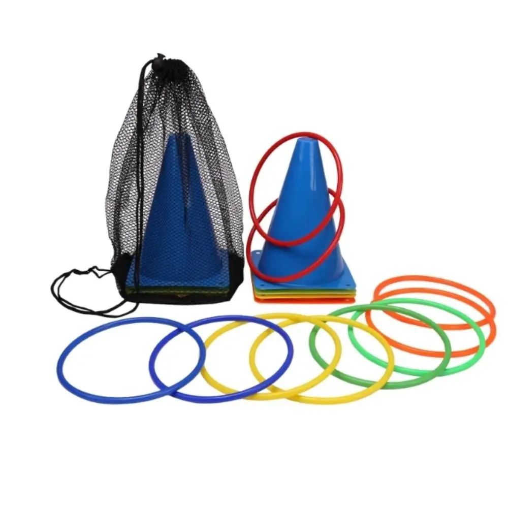 Anneaux en plastique arc-en-ciel, jeu de lancer de crème glacée, cible de cône, vitesse de lancer, jouet interactif, tour arc-en-ciel, jouet d'extérieur pour enfants
