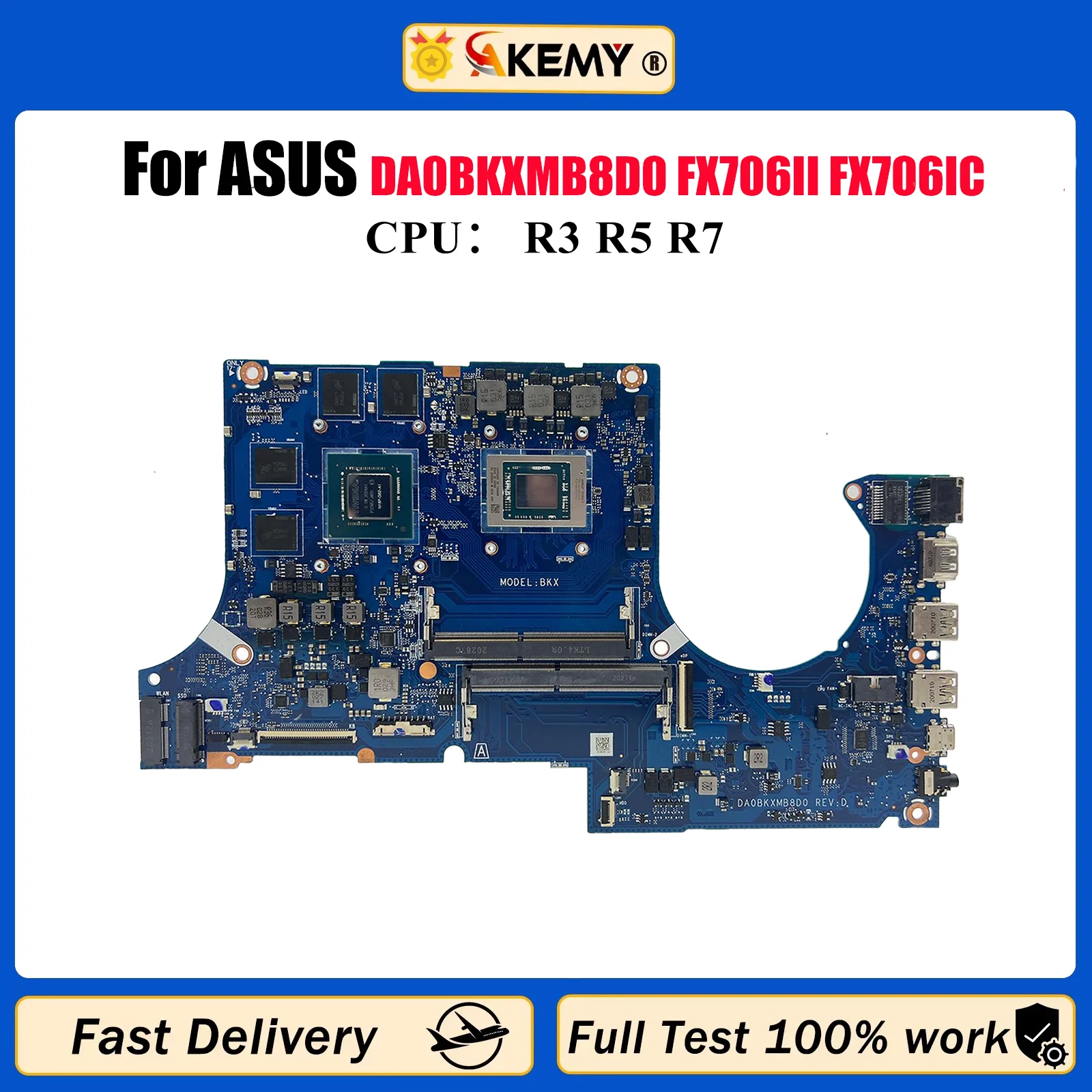 

DA0BKXMB8D0 Материнская плата для ноутбука ASUS TUF Gaming FA506I FX706iH FX706II FX706IC Материнская плата для ноутбука с процессором R3 R5 R7 tests ОК