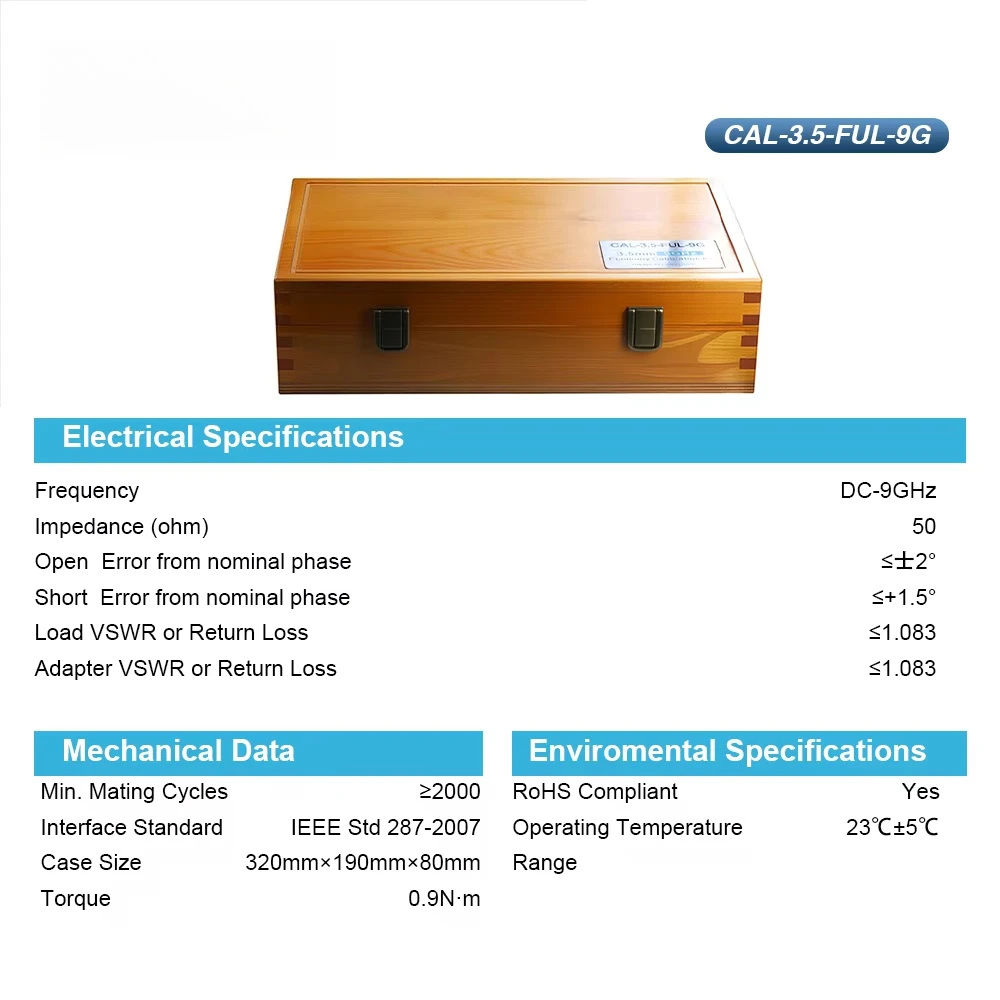 High Frequency 3.5mm Female&Male Open Short Load Adapter 50 Ohm Complete Calibration Kit DC to 9GHz RF for VNA