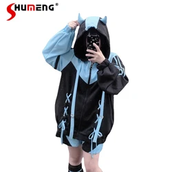 Japanese Sweatshirts Mine Series Mass-Produced Water Color Hooded Jacket Coats Loose Zip Sudaderas Y2k Clothes Streetwear Women