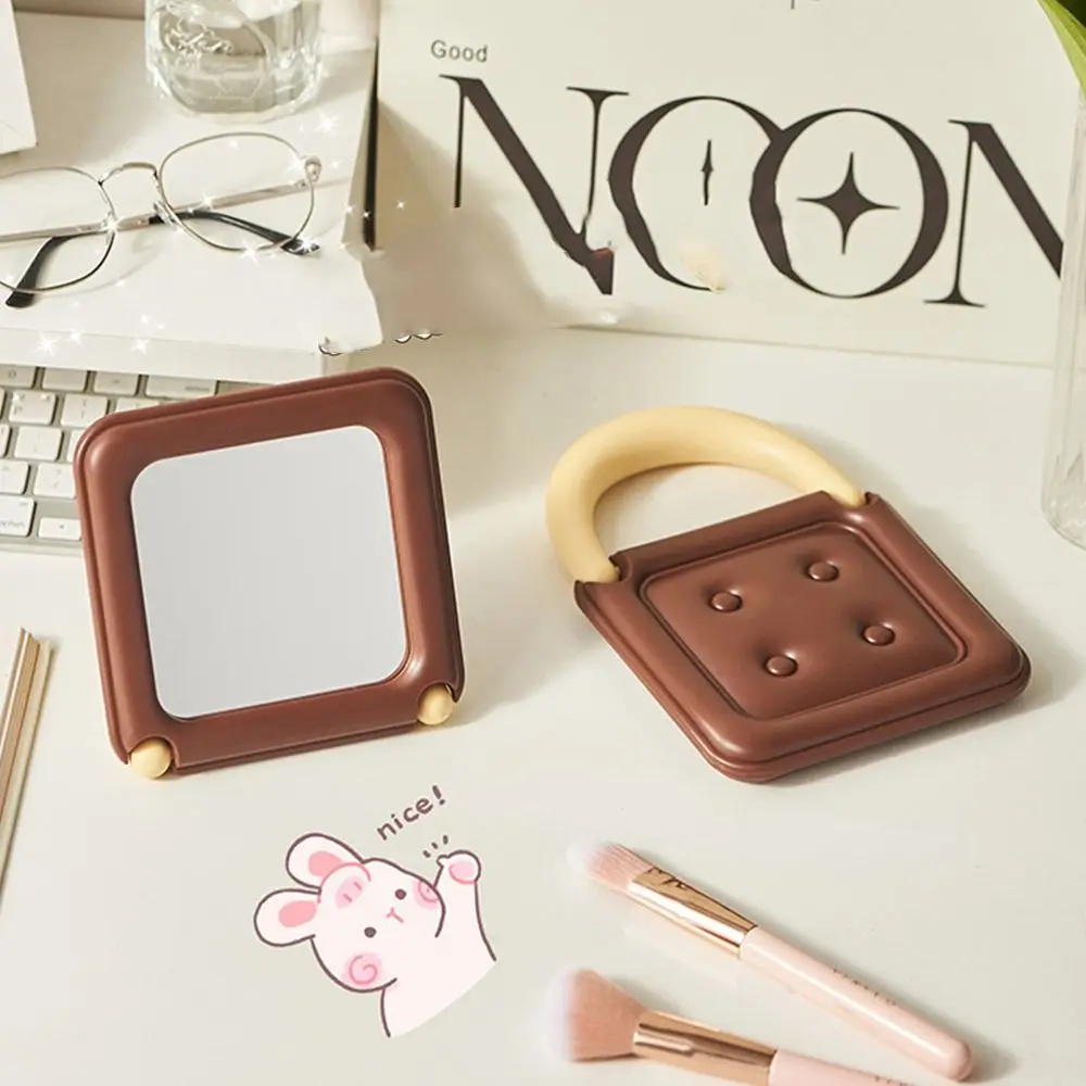 Chocolade Vorm Desktop Make-Up Spiegel Draagbare High Definition Handheld Tas Make-Up Spiegel Eenvoudige Dressing Spiegel Vrouwen