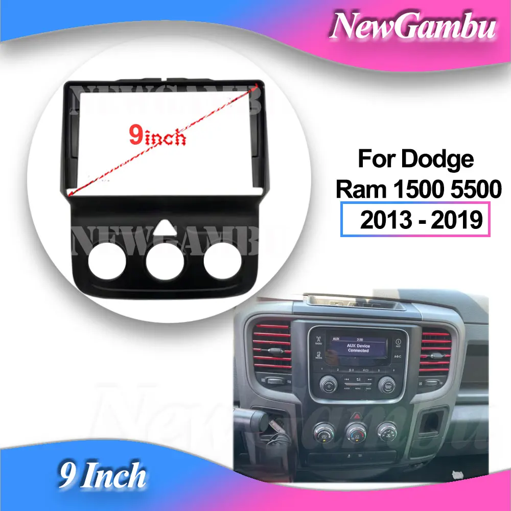 

NewGambu 9 Inch Car Radio Installation DVD GPS Mp5 ABS PC Plastic Fascia Frame For Dodge Ram 1500 5500 2013 - 2019