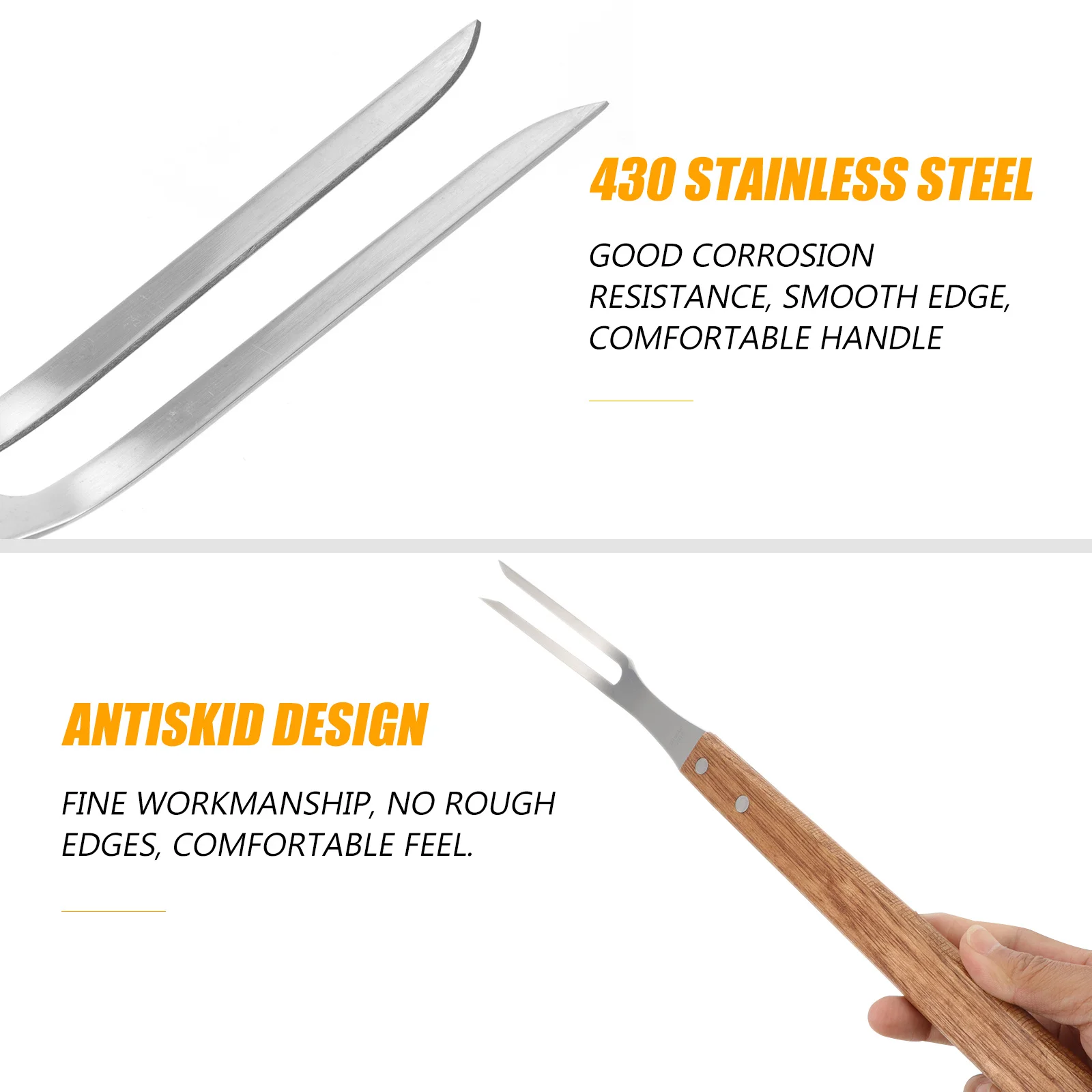 

2pcs Stainless Steel Bbq Forks Grilling Skewer Tool For Outdoor Barbecue Kebabs Picnic Cooking Meat Fork Kitchen Utensils