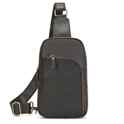 Luufan-정품 가죽 슬링 체스트 백, 빈티지 소가죽, 도난 방지 크로스 바디 숄더 백, 체스트 배낭, 남성 여행 하이킹 가방