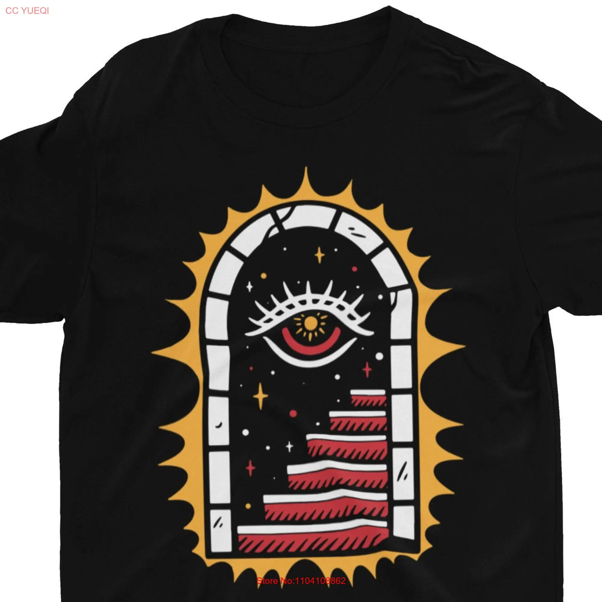 Traditional Staircase Tattoo T Shirt American Mystical Third Eye Old School Clothing Occult Gothic long or short sleeves