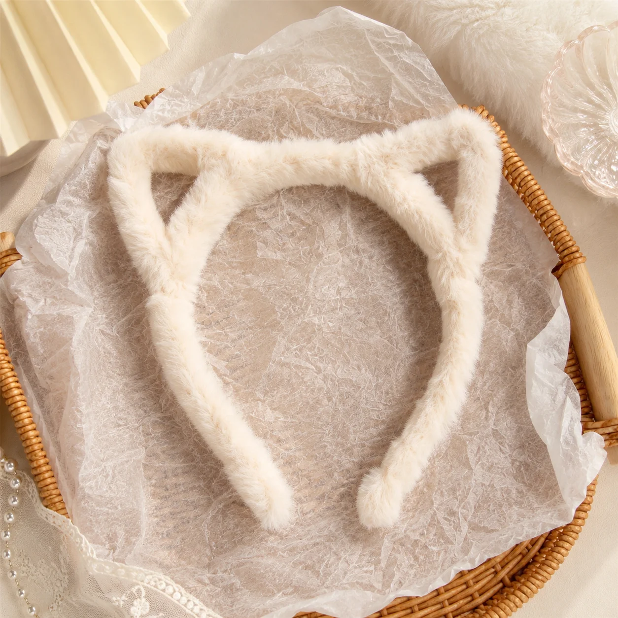 3pcs Autumn and Winter Plush Cute Cat's ears (Steamed cat-ear shaped bread) Hair Band Shampoo Headband Special Anti slip Headwea