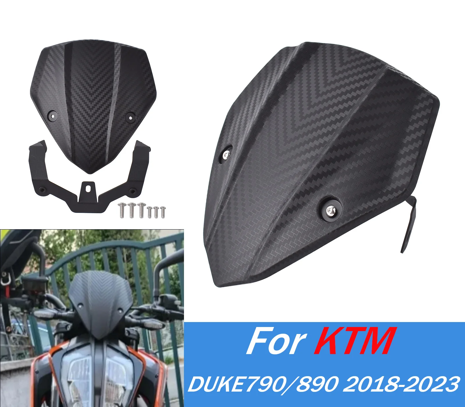 

For Duke 790 890 Front Wind Screen Shield Air Shields For KTM Duke890 Duke790 2018-2023 Motorcycle Windscreen Fairing Accessory