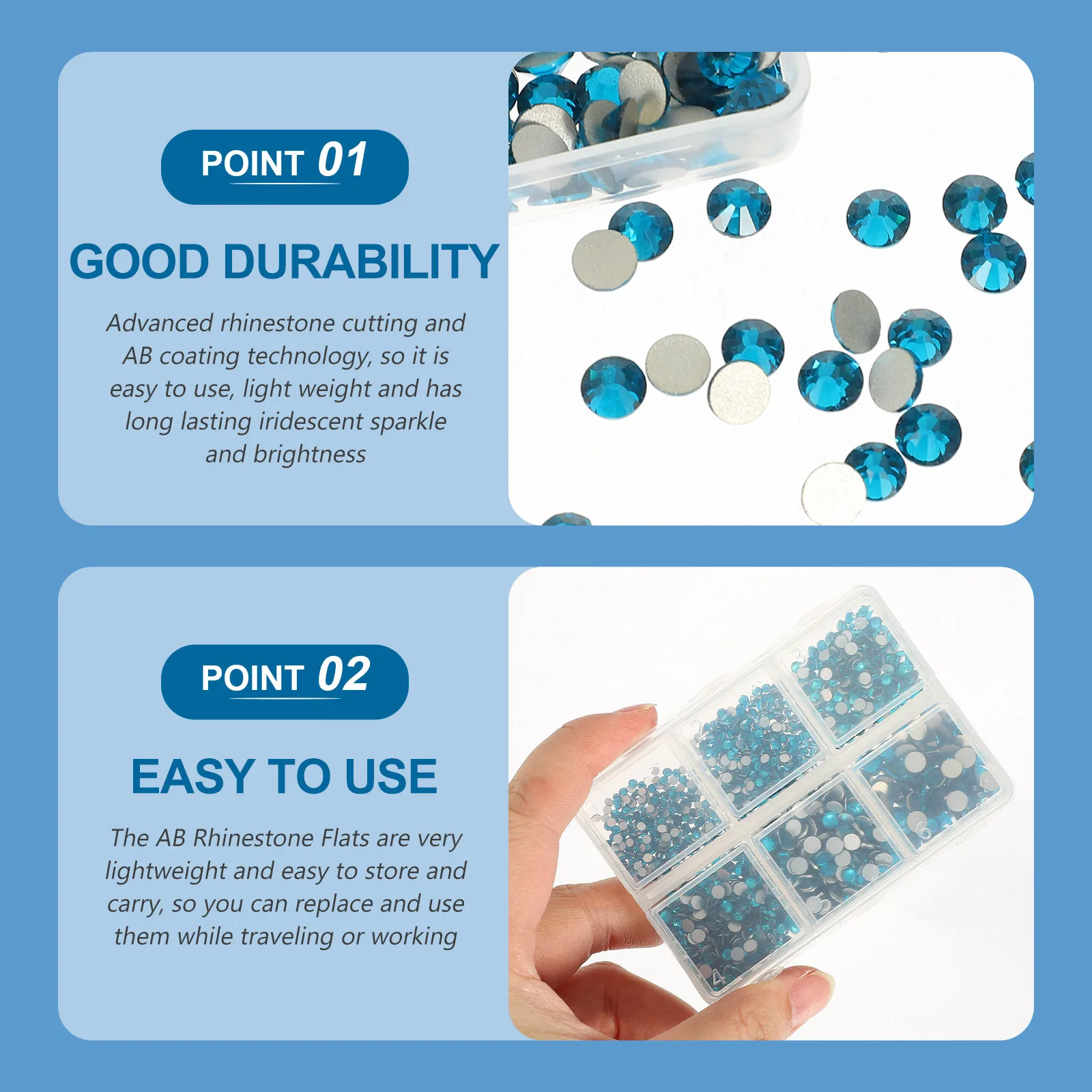 

1 set 1 Set Glass Rhinestones Kit Shiny Flat Back Crystal Charms For Diy Nail Art Decor Crafts Manicure Design Nail Craft