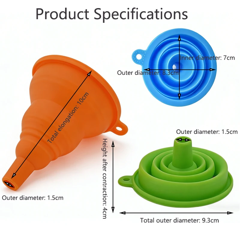 1/2PCS Portable Silicone Telescopic Mini Funnel Foldable Kitchen And Household Edible Oil Beverage Liquid Dispensing Funnel
