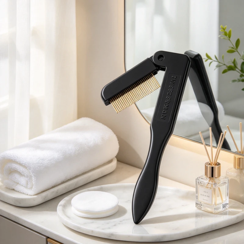 peigne-a-cils-pliable-separateur-de-cils-a-dents-fines-avec-30-dents-en-acier-allie-sur-26-mm-et-manche-en-resine-finition-noir-nuit