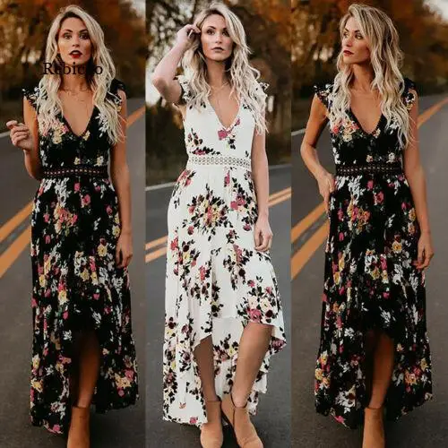 Verão novo feminino elegante vintage boho longo maxi vestido sexy sem costas festa praia vestido floral