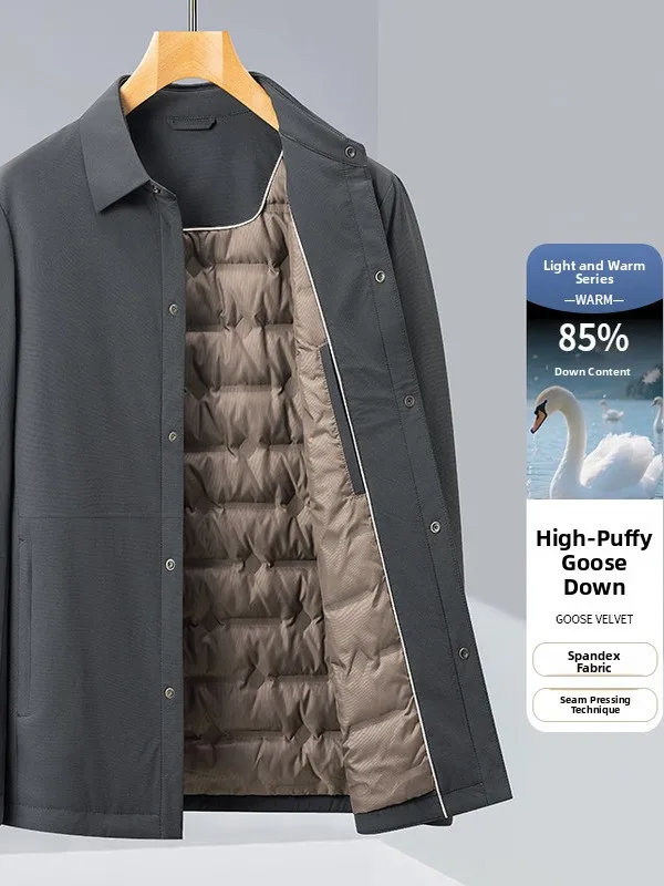 

High-End down Jaet Lightweight Goose down irt Collar Casual Warm Outerwear for Men Faionable Urban Sle Outdoor Commuting