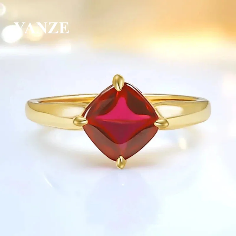 

Elegant 925 Sterling Silver Ring With 7*7mm Red Lab Ruby For Fashion-Forward Women