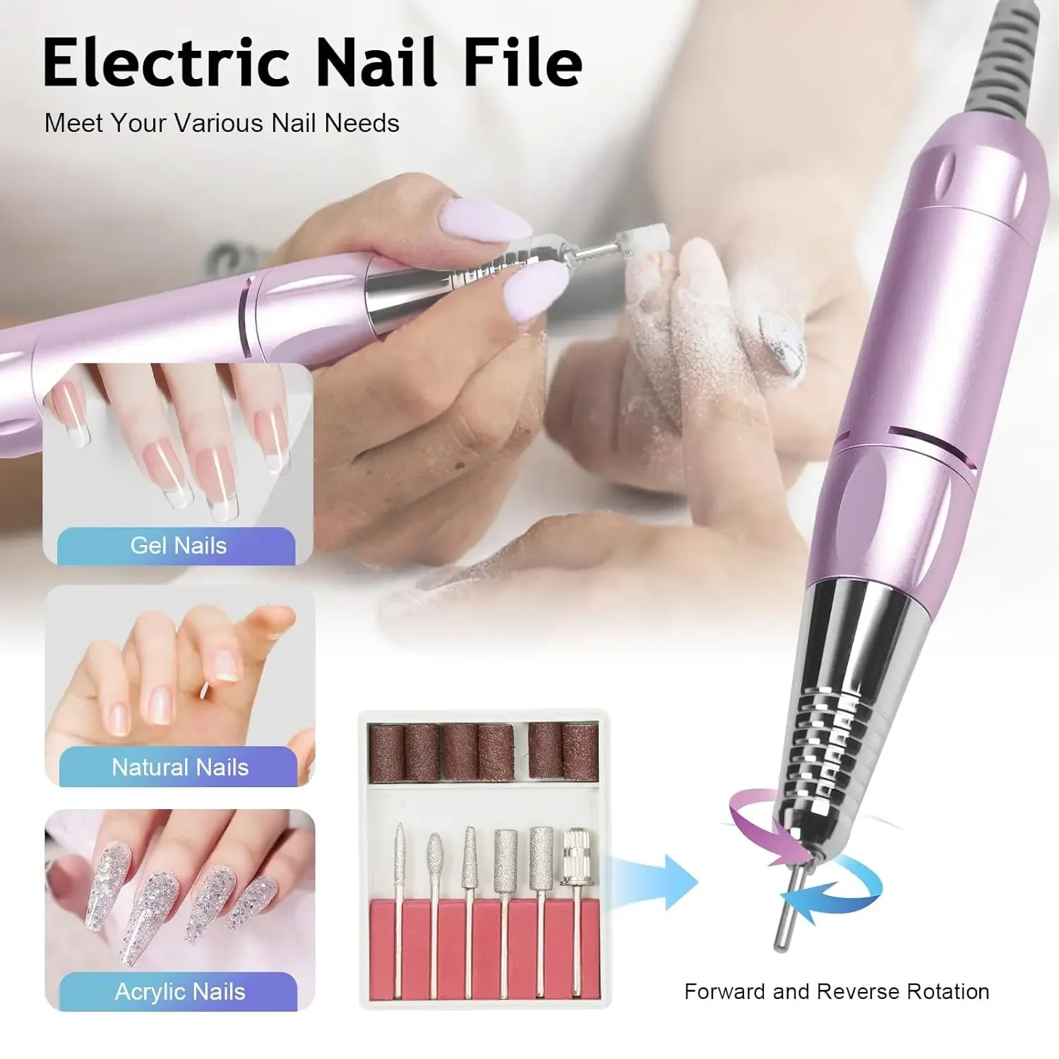 Macchina per manicure con trapano per unghie 5 in 1, trapano per unghie elettrico multifunzionale con aspirapolvere per asciugatrice con lampada per unghie a LED UV