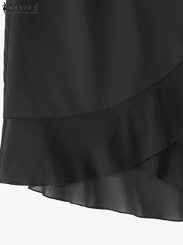 Zanzea Elegante Vrouwen Onregelmatige Ruche Zoom Jupe 2024 Chiffon Rok Koreaanse Herfst Kantoor Slanke Midi Faldas Vintage Wrap Heupen Rokken