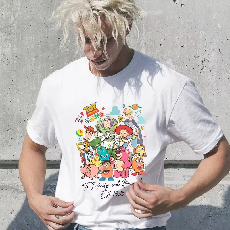 26 صيف خريف الرجال 1995 ديزني قصة لعبة "أرض لا نهاية لها" مطبوعة القطن تي شيرت امتصاص العرق تنفس محايد ملابس علوية #1