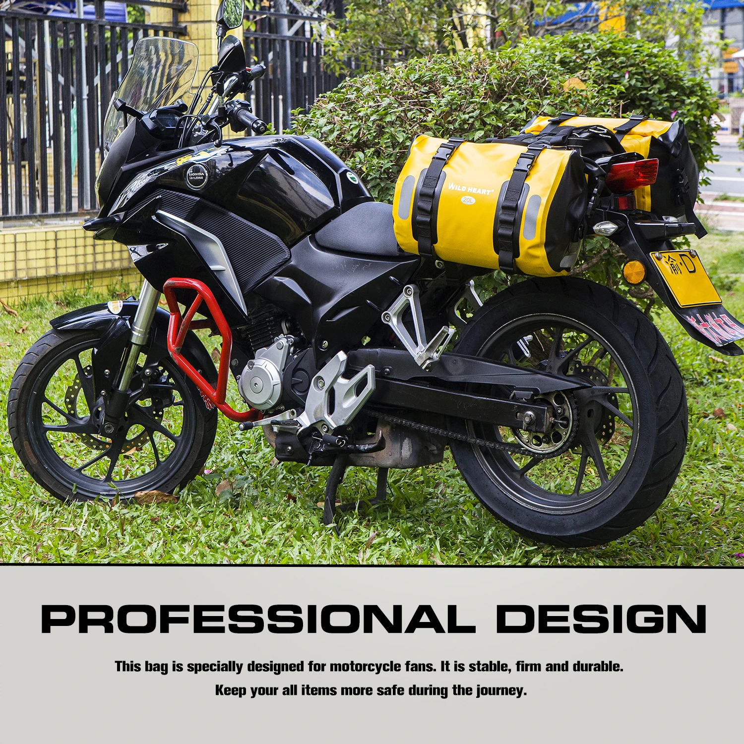 

Waterproof Motorcycle Saddle Bags 20L*2 Universal Side Panniers Dual Bags Luggage Carrier for Bike & Scooter