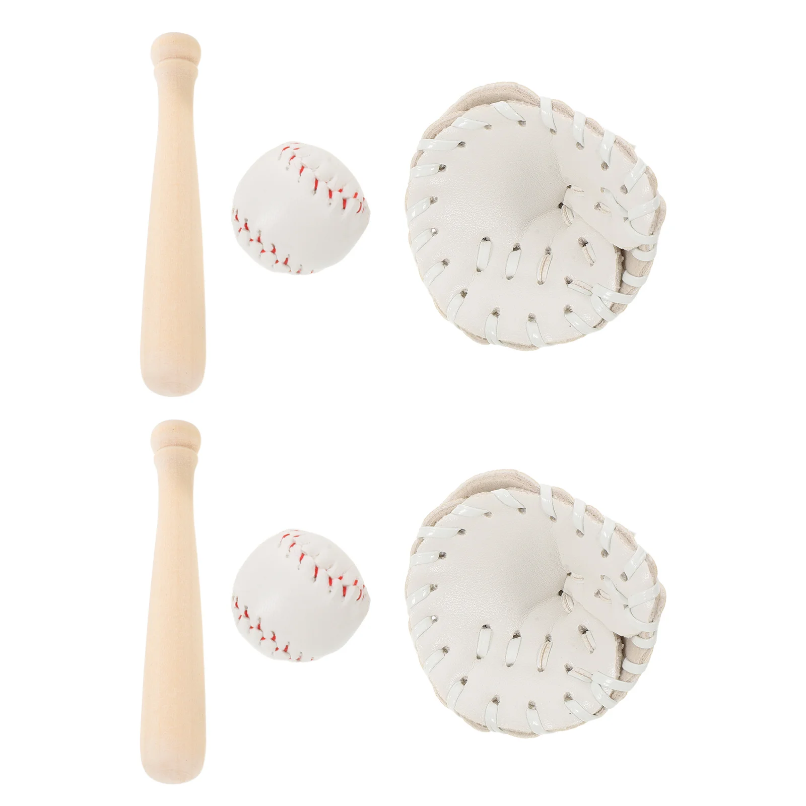 

2 комплекта миниатюрного бейсбольного комплекта включает в себя перчатки для летучей мыши, идеально подходящий для декора рабочего стола в кукольном домике, сказочный сад, сцена, небольшое пространство