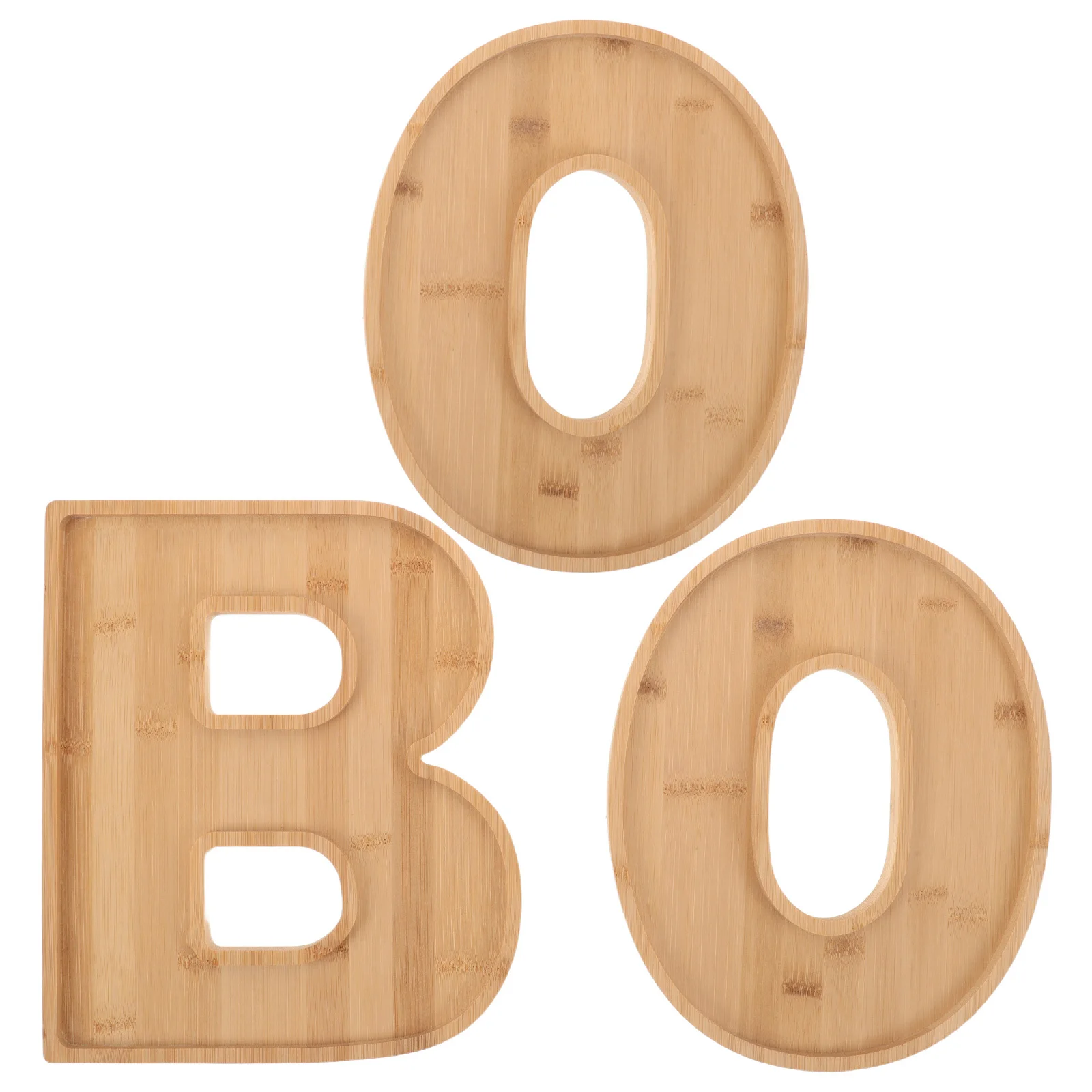 

3pcs Boo Shaped Wooden Halloween Serving Tray Letter Design For Candy Fruit Snacks Cookies Party Platter Dish Decor Kitchen Bar
