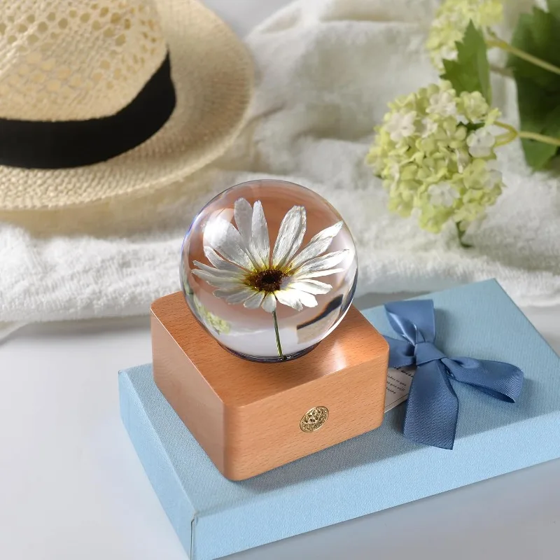 LI GARDEN Forever Flowers Various and Original Color Flower in 3D Crystal Ball Present for Girlfriend Wife Mom Women Birthd