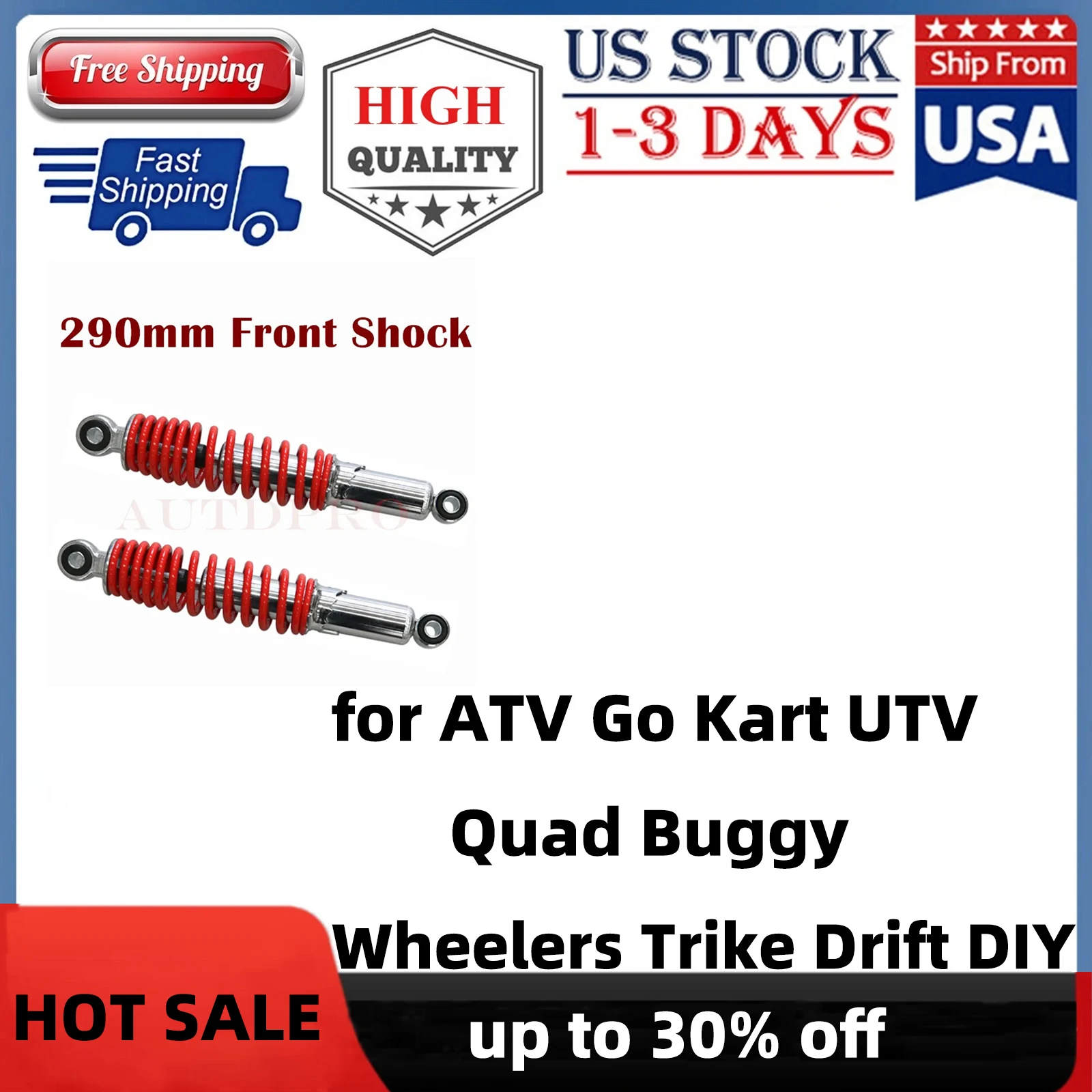 

2 шт. ATV 290 мм 11,5 "400 фунтов передний амортизатор подвеска для Quad Go kart Buggy 50CC 70CC 90CC 110CC 125CC