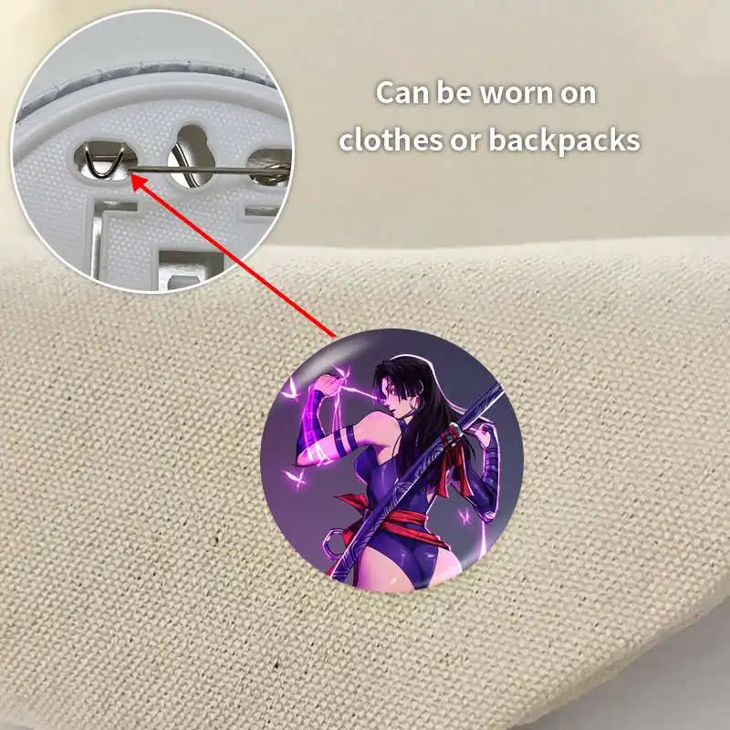 Psylocke Game Anime Character Soft Button Badge Brooch anchor Peripherals Pin Fashion Pupil CustomizeFashion Cosplay Metal view 4