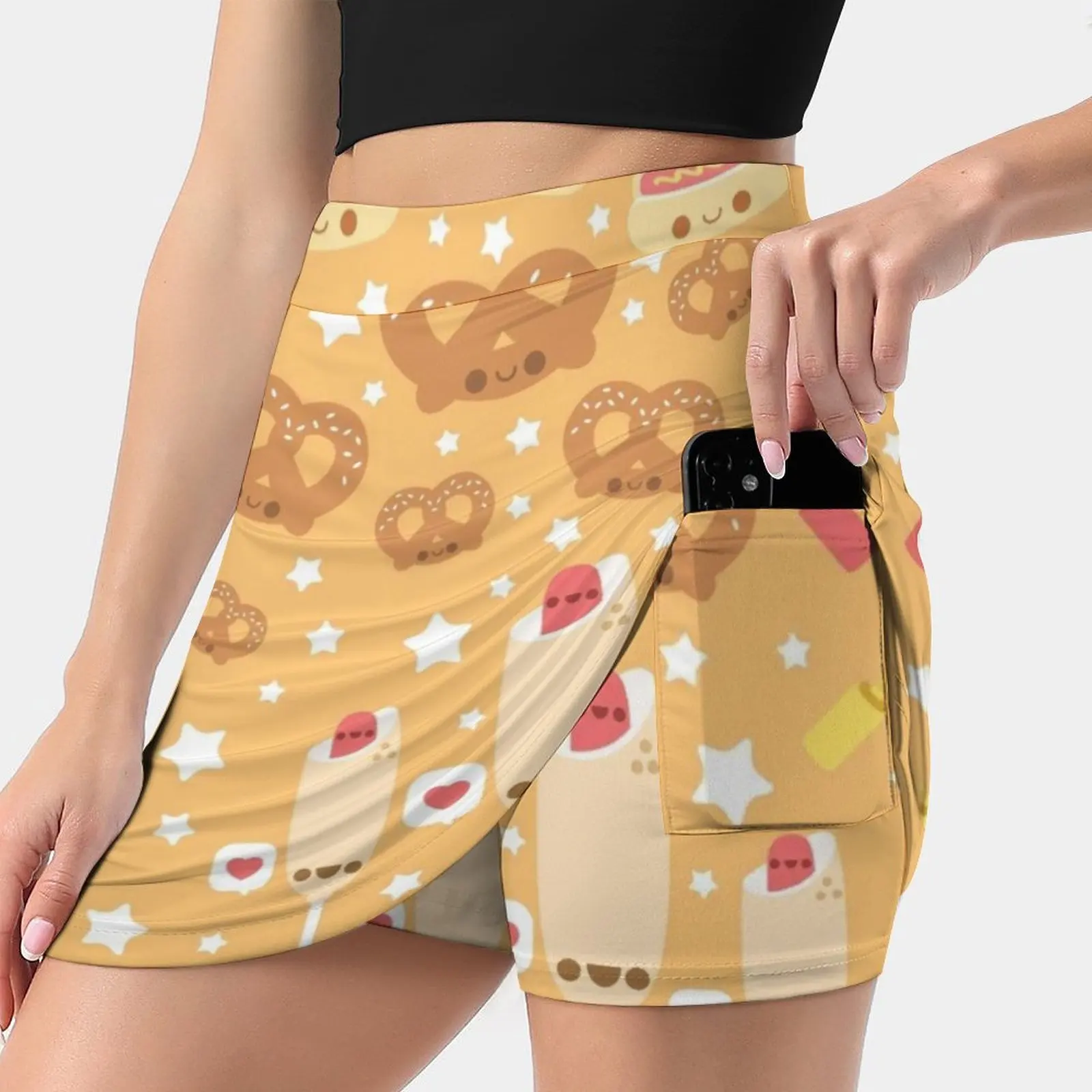 Summer Snacks Skirts Woman Fashion 2022 Pant Skirt Mini Skirts Office Short Skirt Summer Snacks Food Pretzel Hot Dog Corn Dog