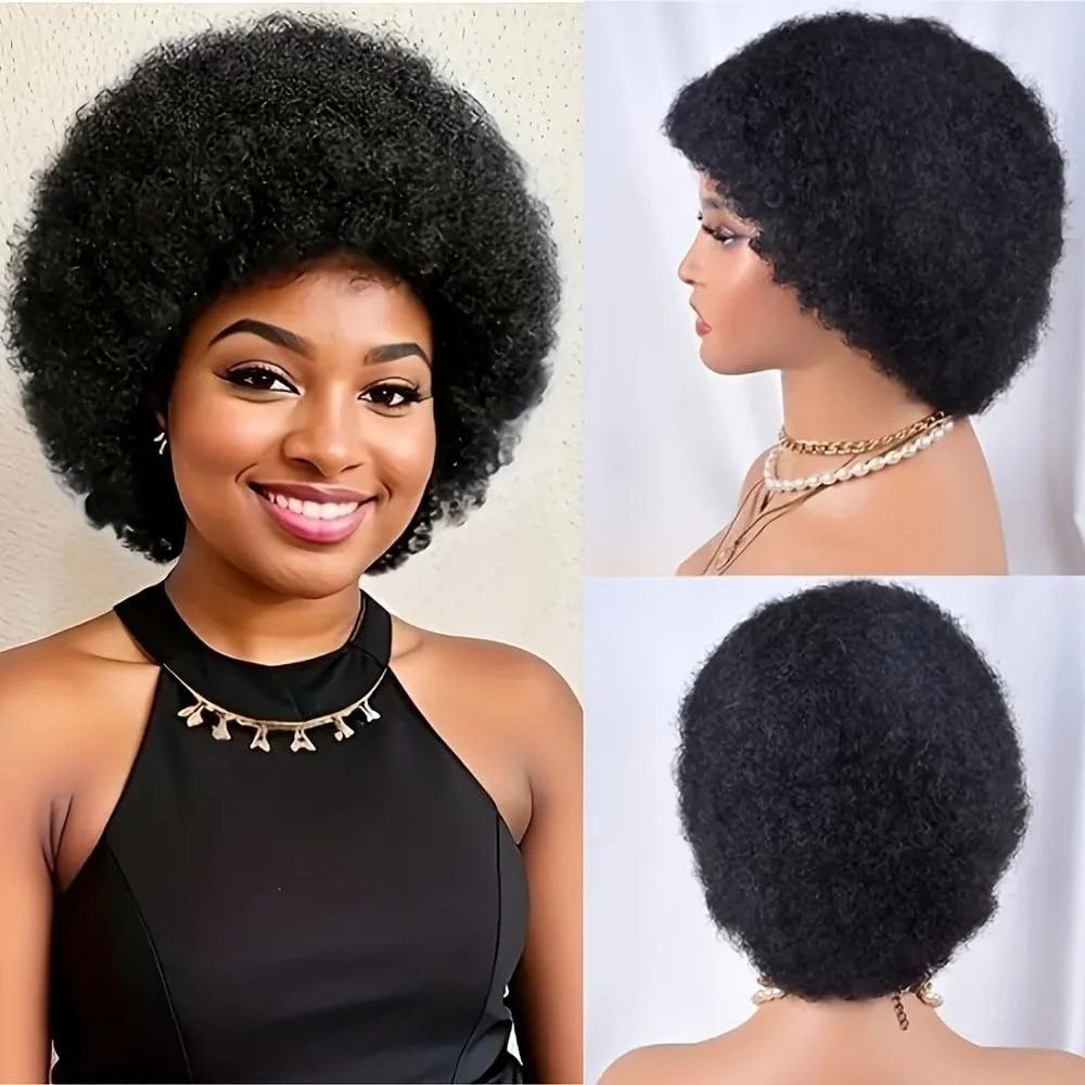 250% Density Pixie Cut Wig Made From Brazilian Virgin Human Hair 13X4 Transparent Lace Front Afro Kinky Curly Short Bob Style