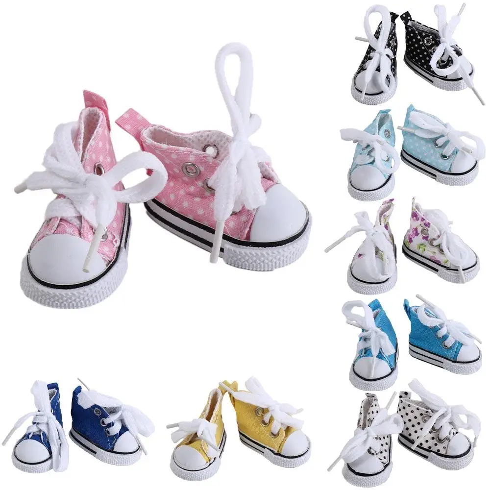 BJD Accessories Cute Doll Mini Canvas Shoes Mini Colorful Doll Casual Canvas Shoes Plastic 5CM Doll Sneakers Girl Toy