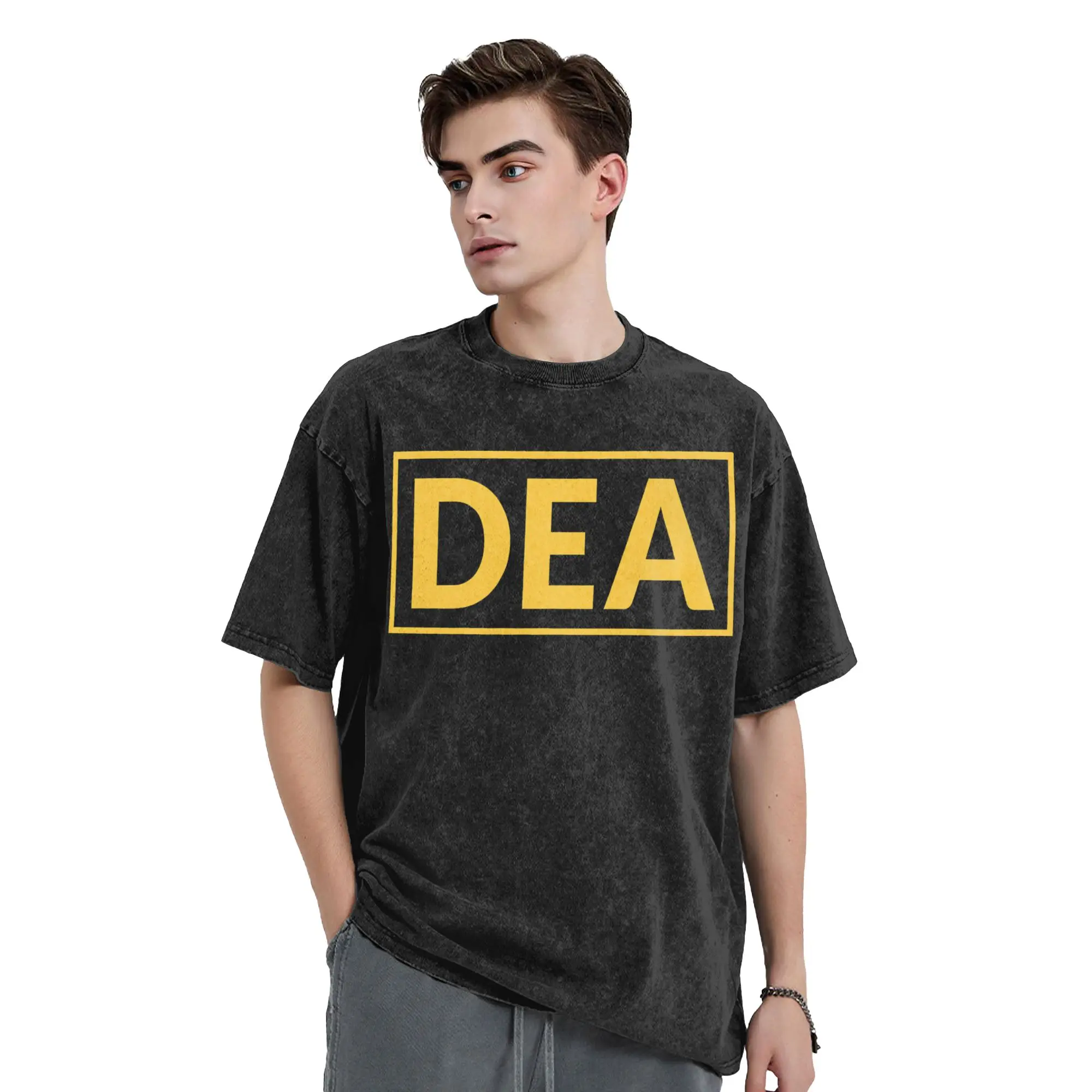 Washed T Shirts DEA Special Agent Hip Hop T-Shirts High Street  Streetwear Short Sleeve Graphic Printed Tops Tees for Men Women