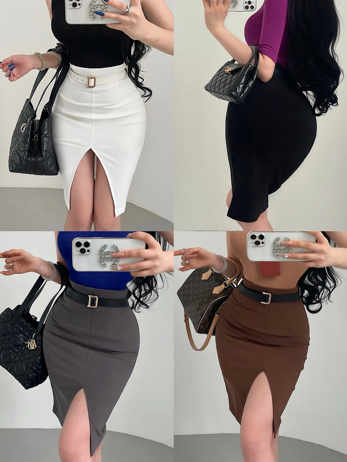 

High Waist Sexy Korean Style Half Body Skirt Zipper Design Slimming Tight Fit City Commute Suitable Mid-Length Wrap around Skirt