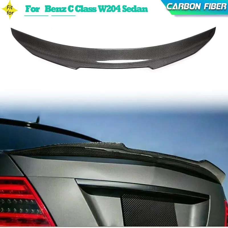 Carbon Fiber Car Rear Trunk Spoiler Wings for Mercedes-Benz C Class W204 C300 4-Door 2007-2014 Rear Spoiler Boot Lid Wing Lip