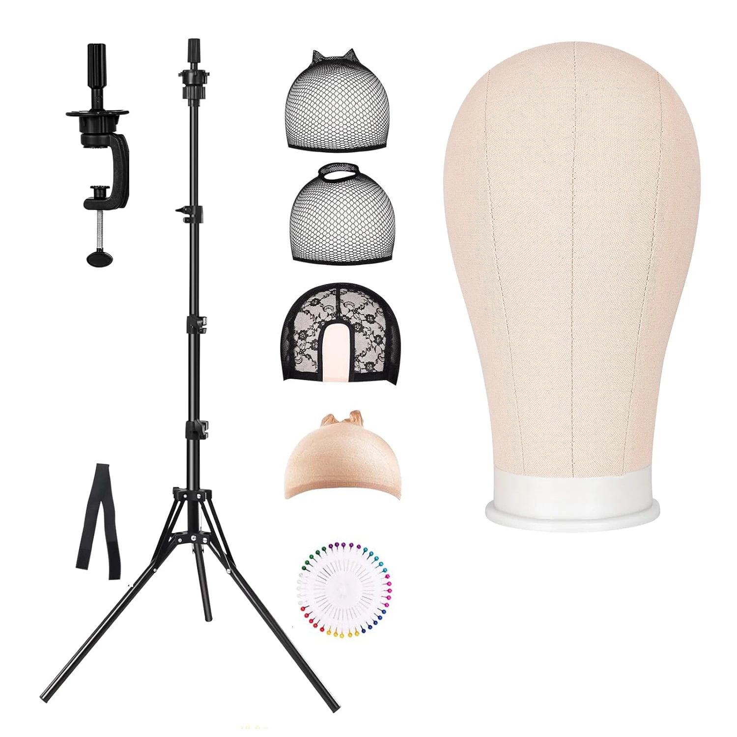 

22-дюймовая холщовая головка для парика, голова манекена с 63-дюймовой подставкой для штатива, набор холщовой головы манекена для изготовления париков, демонстрационная стиль