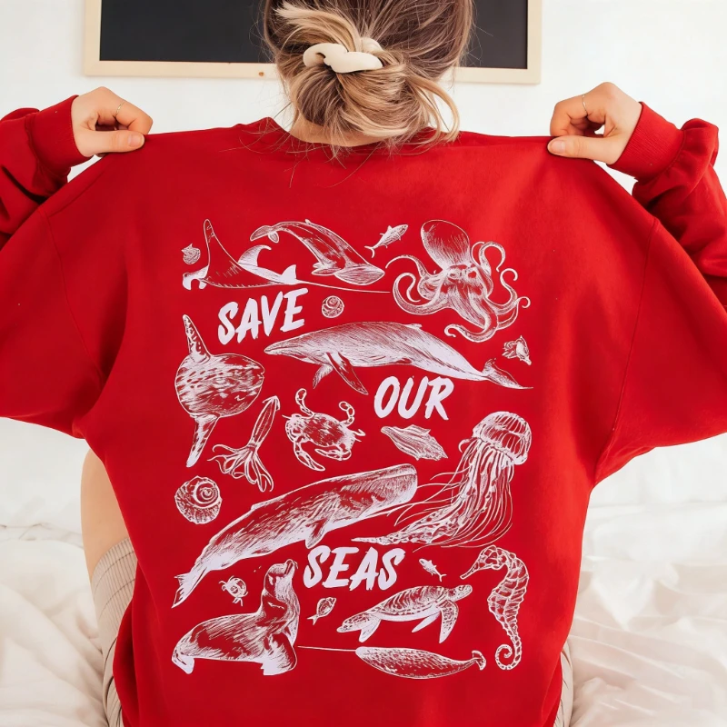 

Одинаковые толстовки для пляжа Save Our Seas Life, подводные животные Vsco, эстетичная зимняя толстовка с длинными рукавами для взрослых, Tumblr Ocean