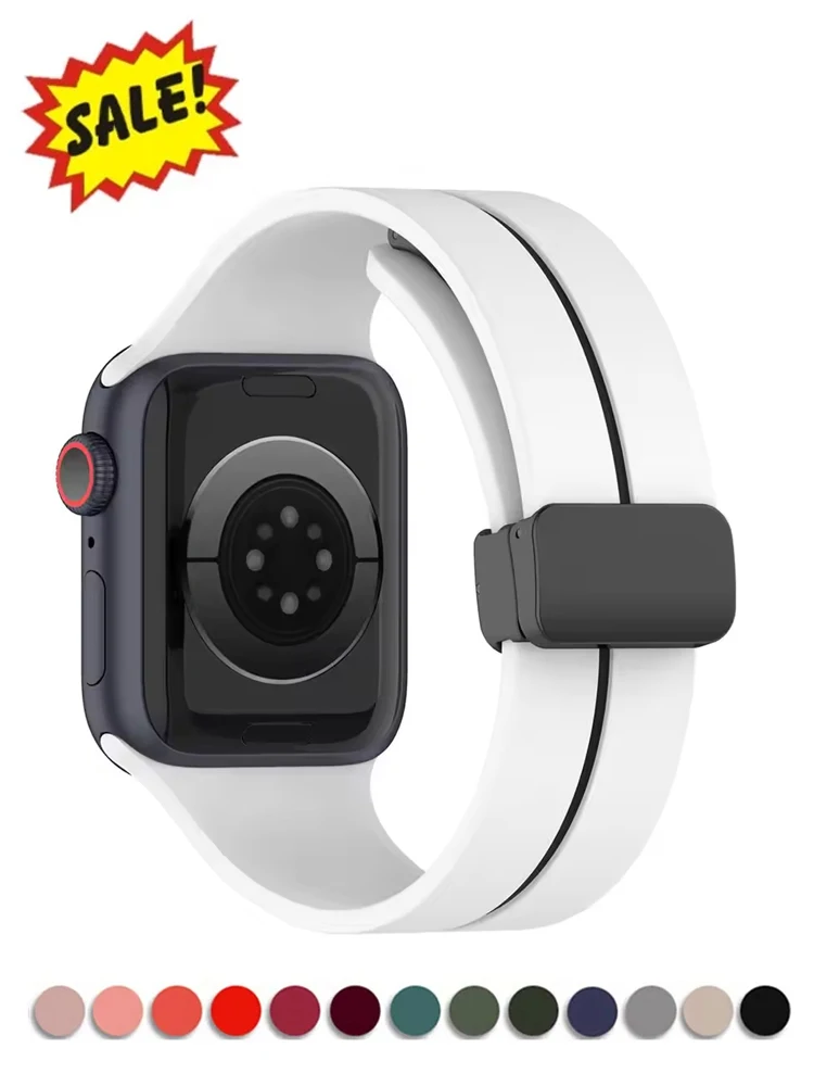マグネット式ストラップ Apple Watch バンド 45mm 44mm 46mm 42mm 49mm 40mm 41mm シリコン製 ブレスレット iWatch シリーズ 10 9 8 7 6 5 SE Ultra 2対応