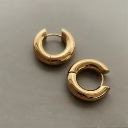 20mm Stainless Steel Hoop Earrings for Women Smooth Metal Round Chunky Ear Buckle Huggie Earrings Jewelry Accessories Wholesale