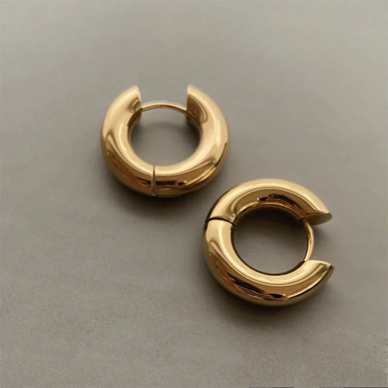 20mm kolczyki koła ze stali nierdzewnej dla kobiet gładki metal okrągły masywny klamra do uszu kolczyki Huggie biżuteria akcesoria hurtowo
