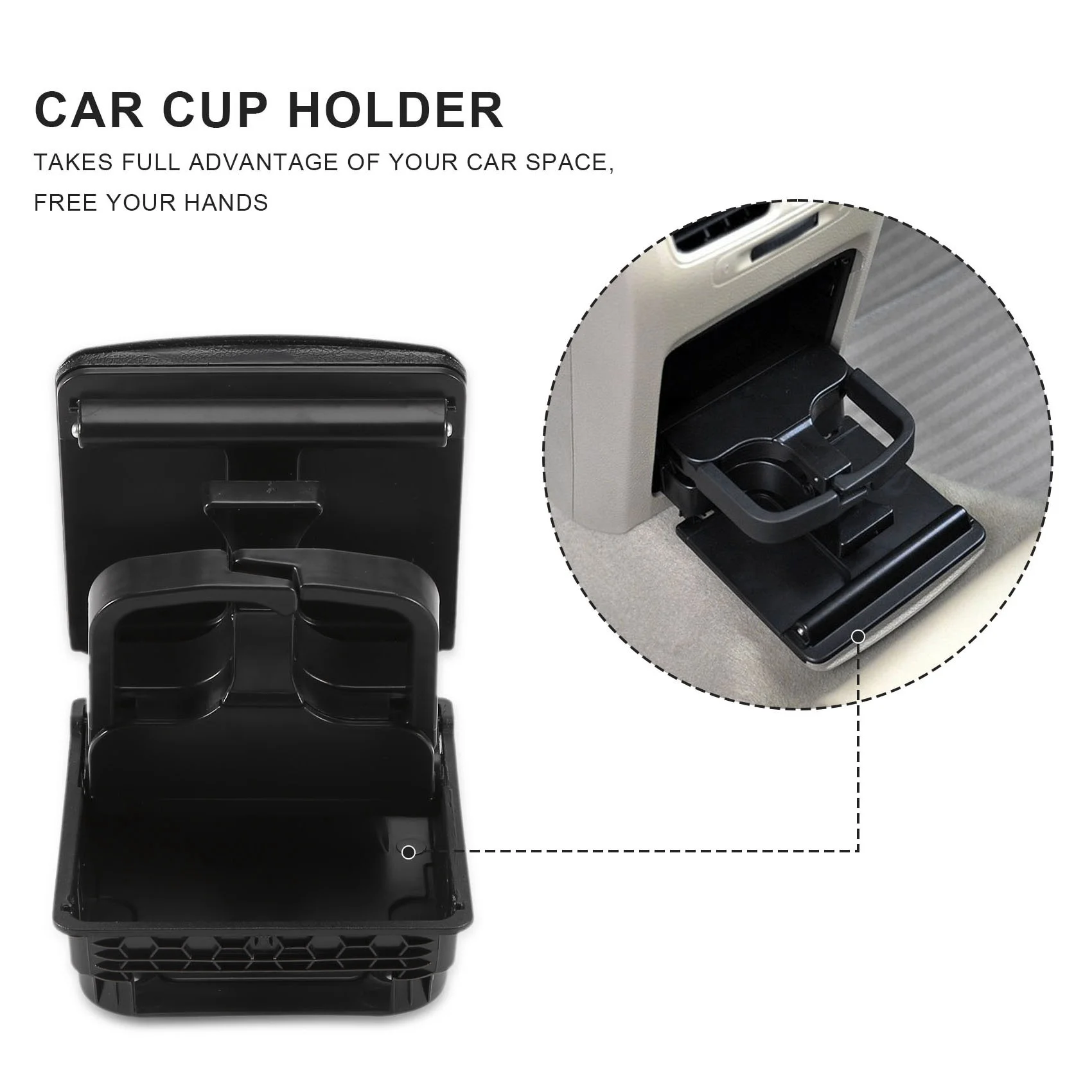 

2018 Black Central Armrest Rear Cup Holder For Jetta 5 Golf 5 6 EOS-ABQF