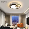 KAGU 블랙 현대 LED 천장 조명 거실 침실 다이닝 룸 디 밍이 가능한 램프 실내 라운드 링 전등 3