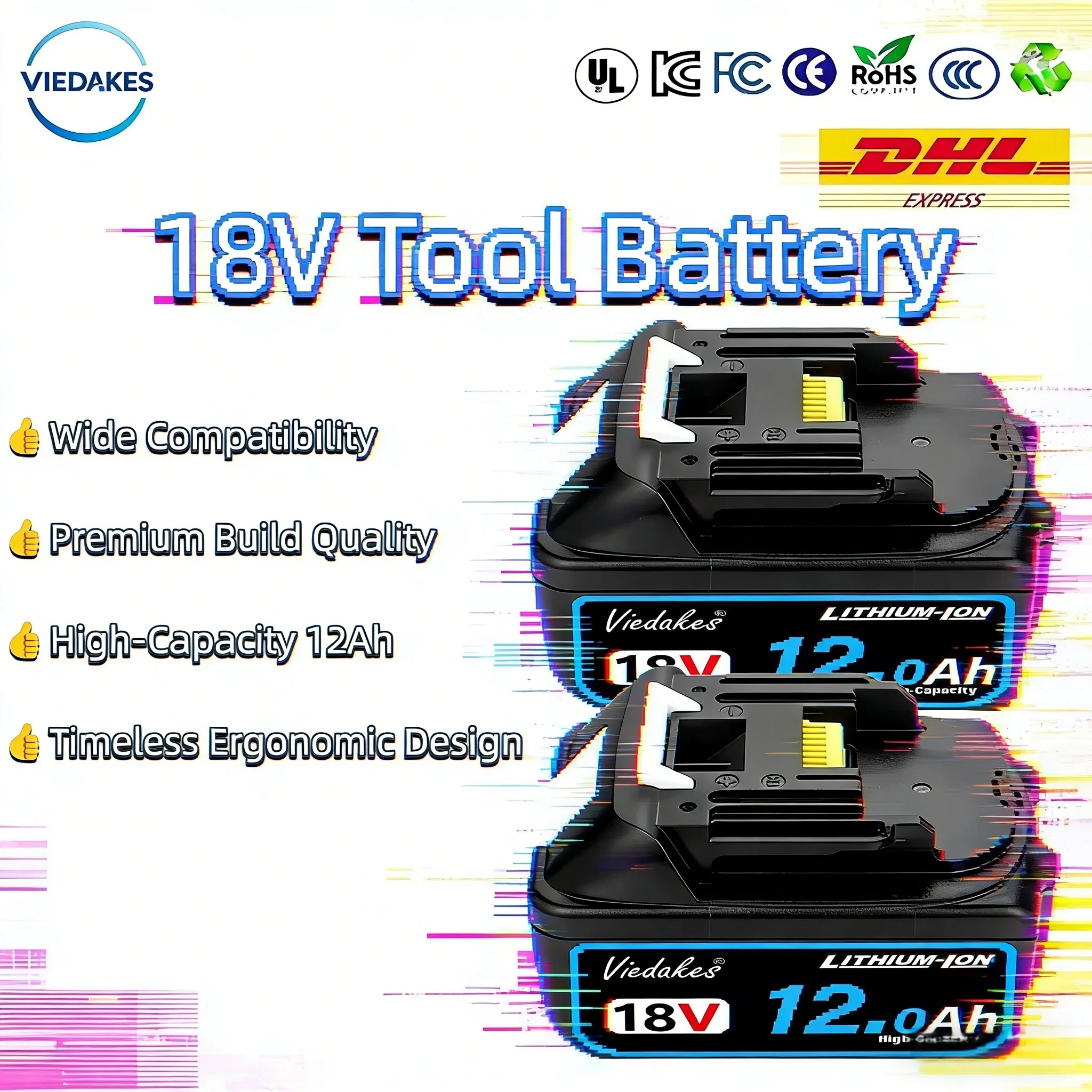 

Viedakes Original 8Ah High Capacity Rechargeable 18650 Battery 18650 аккумуляторы 배터리 for makita 18v, Fit BL1815 BL1830 BL1840