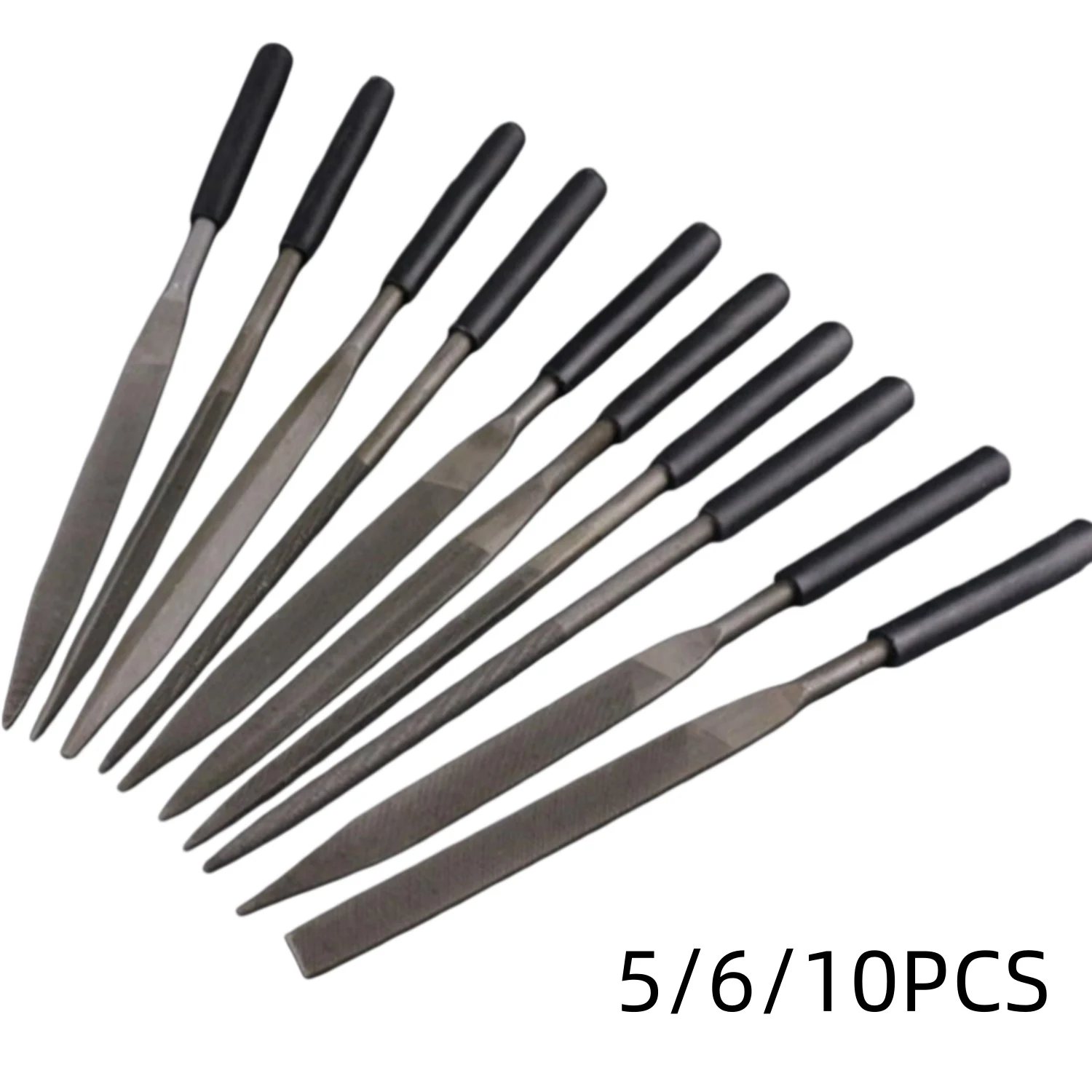 5/6/10PCS Steel Needle Files Fast Material Removal Flat Files Tools for Fine Sanding and Detailing for Metal Glass and Stone