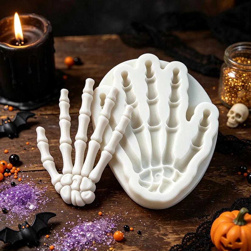 Halloween Skeleton Hand Silicone Mold for Sugarcraft Resin Cupcake Baking Fondant Cake Decorating Tools