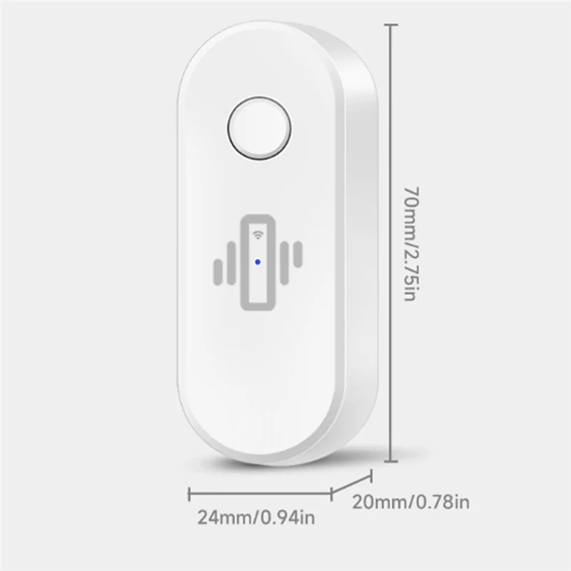 BAAE Smart Wifi مستشعر الاهتزاز إنذار كاشف الاهتزاز اللاسلكي كشف الصدمات في الوقت الحقيقي وتنبيهات النشاط الأبيض