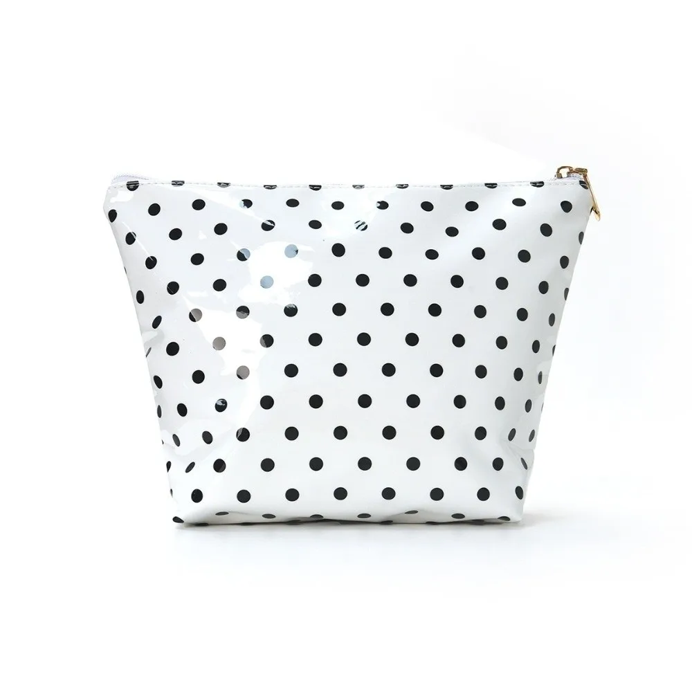 Fashion Glossy Polka Dot Cosmetic Bag Waterproof PU Material Makeup Pouch Large Capacity Portable Design Wash Bag For Travel