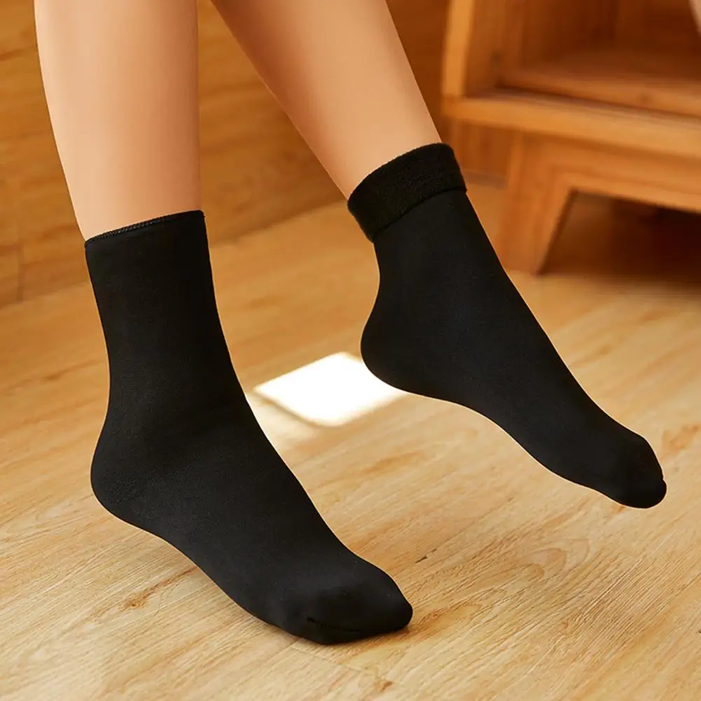 Winter Socks Cozy Winter Floor Socks Unisex Thickened Mid-tube Ankle Protection Anti-slip Plush Solid Color Elastic for Women