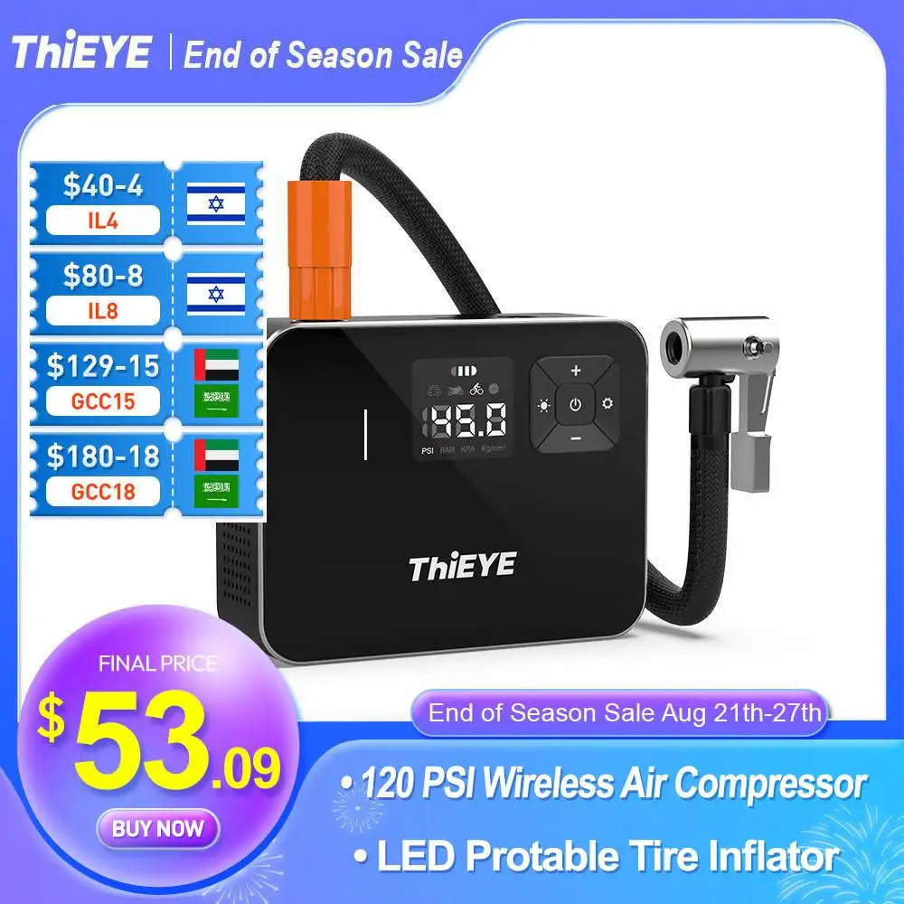 Воздушный компрессор THiEYE, беспроводной электрический насос с металлическим корпусом