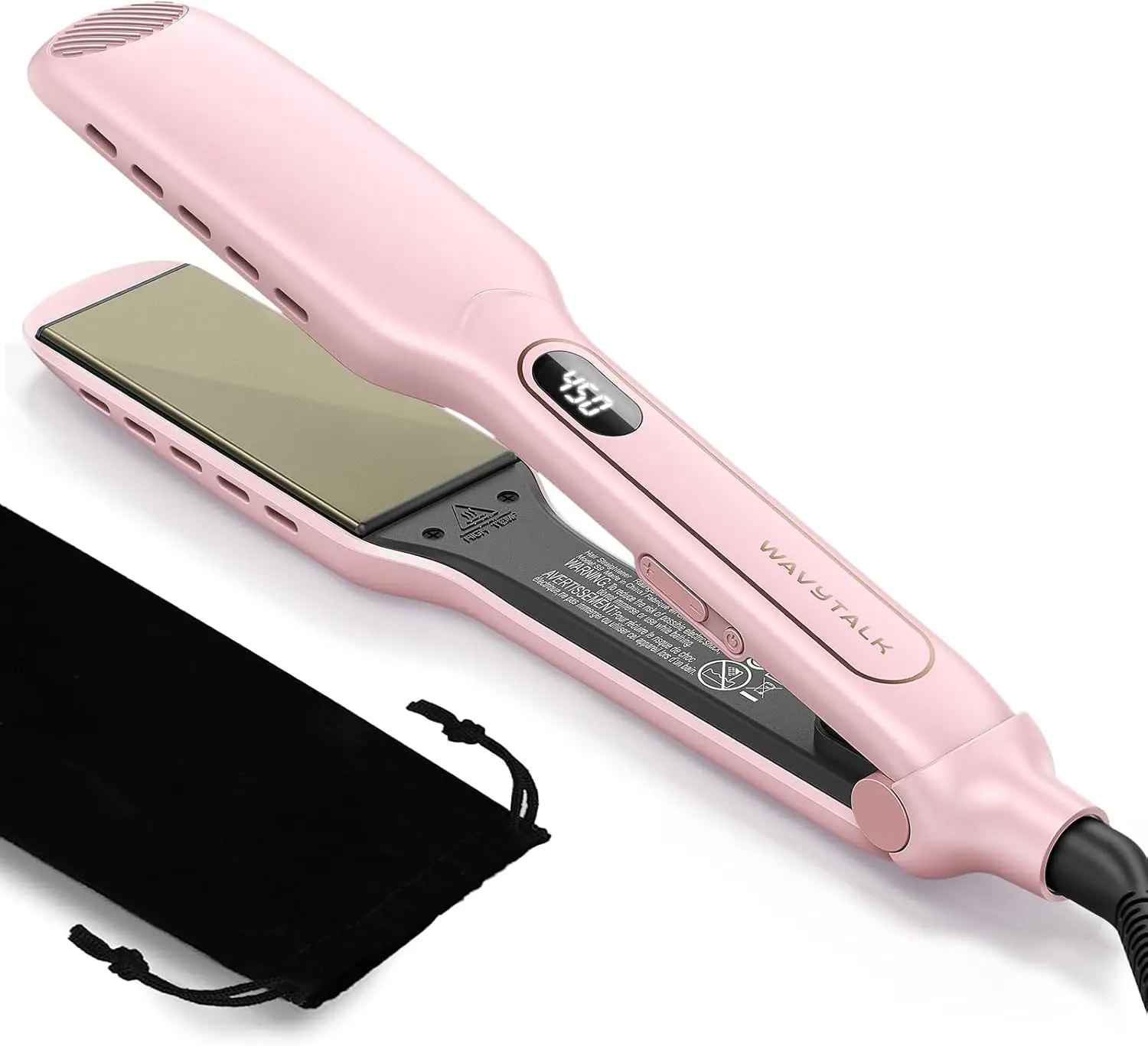 

Titanium Wet to Straight Hair Straightener, 1.75 Inch Wide Vent Flat Iron for Damp or Dry Hair, Dual Voltage, Silky Smooth Look