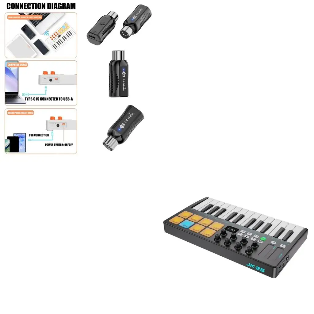 Q39E 25 MIDI Keyboard Controller Tactiles Feedback Easy Setups for Instrument