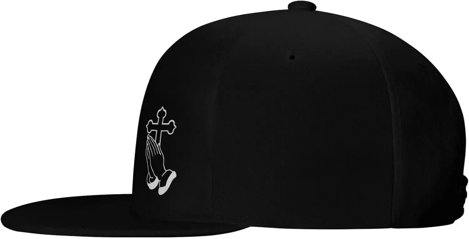 Jesus Praying Hands Cross Flat Bill Hat Trucker Hats Men Women Novelty Baseball Cap Hip Hop Cap